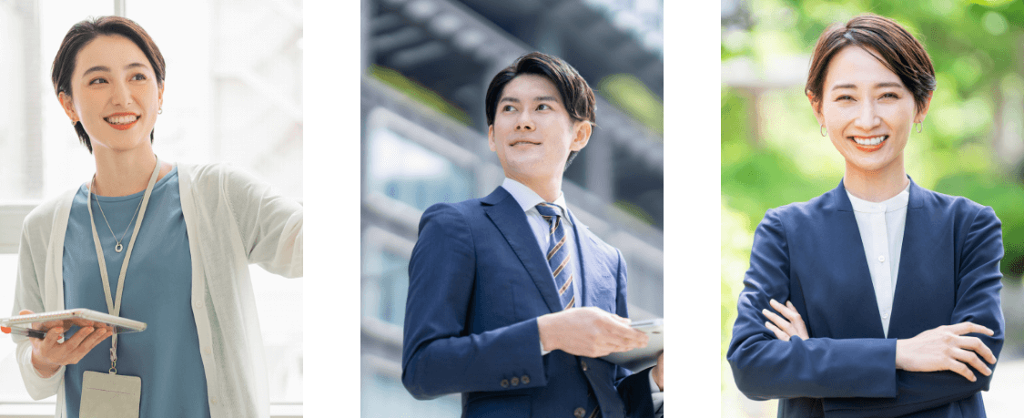 笑顔の男女の写真